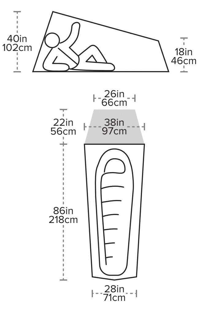 Dimensions de la tente Big Agnes Fly Creek HV UL1 Bikepack