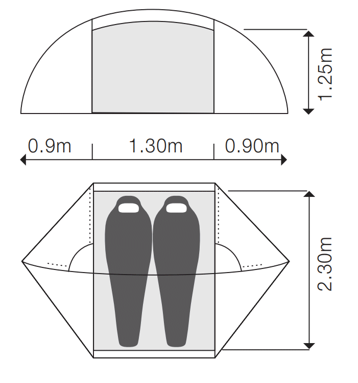 Dimensions de la tente Exped Orion II