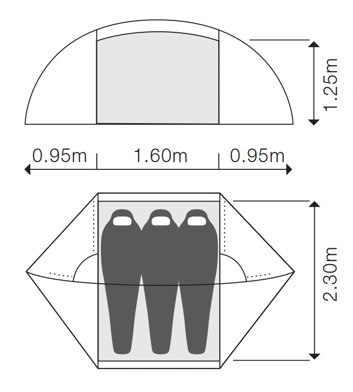 Dimensions de la tente Exped Orion III