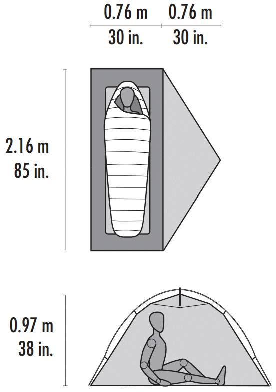 Dimensions de la tente MSR Hubba Bikepack 1