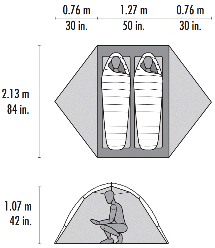 Dimensions de la tente MSR Hubba Hubba Bikepack